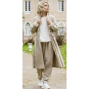 Baltic Linen Washed Linen Evita Coat Jacket Womens Size 38 Beige New Neutral